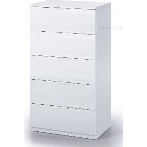 Pegane – Commode enfant 5 tiroirs blanc artic – Dimensions 110 x 60 x 40 cm – Design contemporain pour chambre ou salon