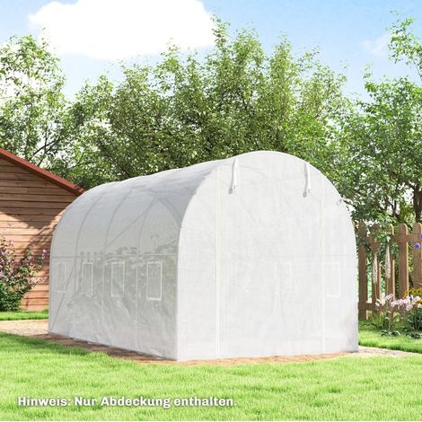 Lona de invernadero 400x200x200 cm de polietileno blanco, 8 ventanas – MEUBLIV (1/5)