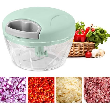 hachoir manuel ,500 ml 3 Lames en acier inoxydable,hachoir oignon de Cuisine Multi-hachoir pour Légumes, Viande, Oignon, d'ail,Broyage des Aliments pour Bébé (1/5)