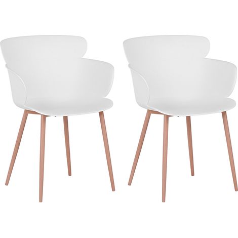 Conjunto de 2 sillas de comedor de material sintético blanco patas de metal respaldo ergonómico sala de estar moderna Sumkley