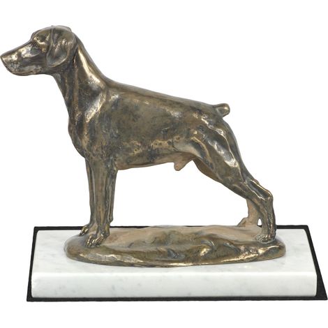 Doberman, Dobermann II - statuette de chien, figurine en marbre blanc, trophée pour une exposition canine par Art-Dog (1/5)