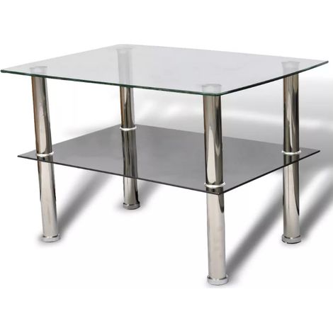 Table basse rectangulaire verre trempé et métal chromé Kyrah (1/5)