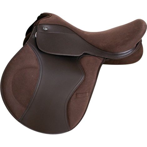 17,5, marrone: Pagaie carrée en cuir synthétique Selle d'obstacle gagnante avec arceau réglable