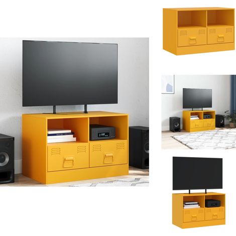 TV-Schrank Senfgelb 67x39x44 cm Stahl - TV-Schrank - Fernsehtisch - Regal - Wohnzimmermöbel - Senfgelb (1/5)