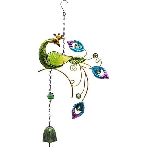 Carillon éolien en métal en forme de paon, décoration de jardin, de balcon, de patio