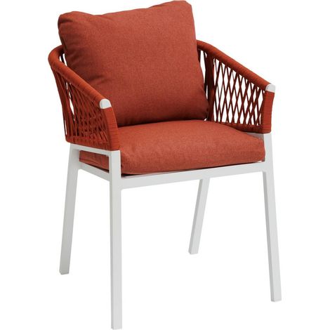 Set di 2 poltrone da giardino oriengo in alluminio color mattone e bianco e rete intrecciata - Hespéride