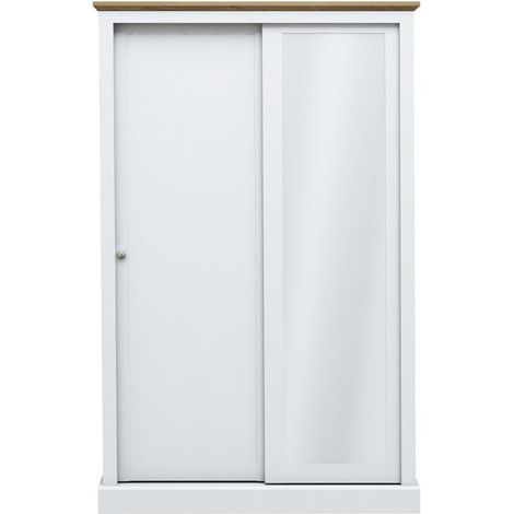 Devon 2 Door Sliding Wardrobe - Particle Board - L57.7 x W113.8 x H181.6 cm - White (1/4)