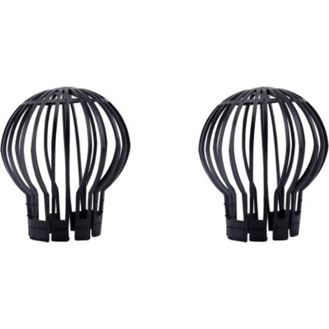 Recolector de hojas para desagüe pluvial - juego de 2 - 12 cm de diámetro - hojas, ramas, etc. - protector de canalón de plástico - negro (1/5)