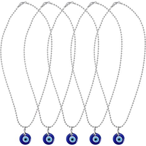 5Ps Turkish Blue Eye Necklace Protection Lucky Jewelry Accessories Gifts Crafts 2.5x2.5cm (1/5)