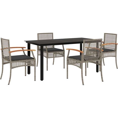 Maison Exclusive - Set comedor de jardín 5 piezas con cojines rat (1/5)
