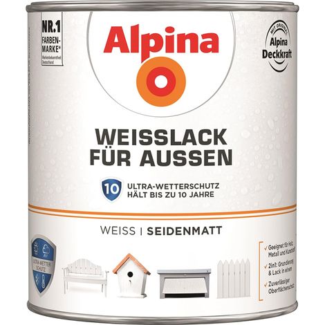 Alpina Weißlack für Außen 2 l weiß seidenmatt Lack Acryllack Holzlack (1/2)