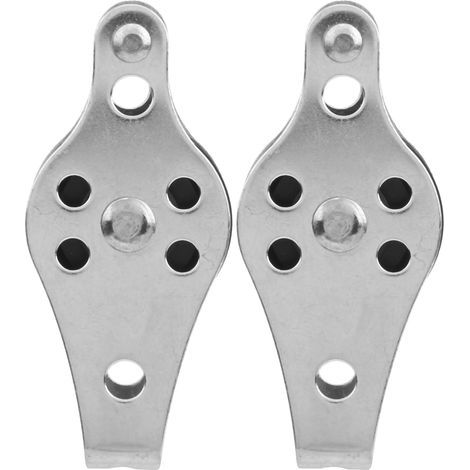 Set aus 2 robusten Edelstahl-Einzelrollen mit Kugellagern und drehbarem Seil, rostbeständig (1/5)