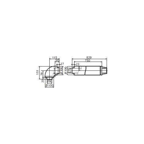 Kit ventouse horizontal D60/100 pour chaudière - ARISTON - 3318635 (1/6)
