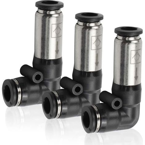Valvola di non ritorno pneumatica a 3 pezzi, gomito da 6 mm, flusso unidirezionale per il collegamento di raccordi per tubi flessibili di compressori d'aria. (1/5)