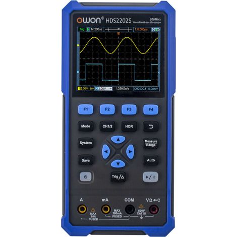 Three-in-one instrument: oscilloscope + signal generator + multimeter, 200 MHz bandwidth, true RMS 20,000 counts, dual-channel portable oscilloscope, black and blue, EU plug (1/5)