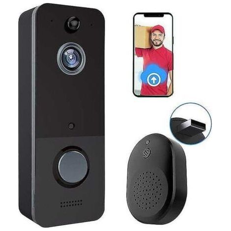 Interphone vidéo sans fil, détection de mouvement, stockage cloud, vidéo HD en temps réel, vision nocturne, compatible avec le Wi-Fi 2,4 GHz. (1/5)