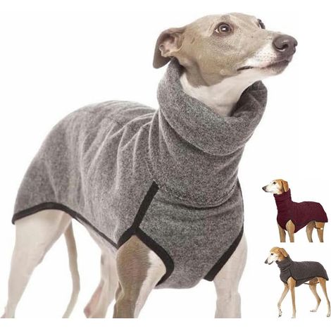 Manteau en Polaire pour Chien Pull à Col Roulé Chaud et Confortable Veste d'hiver Ajustable pour Chien Lévrier de Petite Moyenne et Grande Taille Vêtement Chasse-Vent Souple Chauffant (1/5)