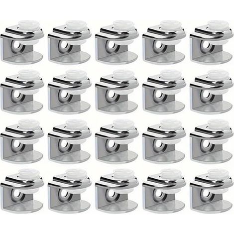 Lot de 20 supports d'étagère - 19 x 16 x 14 mm - Argent - Supports d'étagère pour placard - Clips pour verre - Supports d'angle - Universel (1/5)