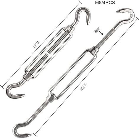 M8 Adjustable 304 Stainless Steel Cable Tensioner Hook and Hook for Wire Tensioner Cable Steel Rope Tensioner Hook (1/4)