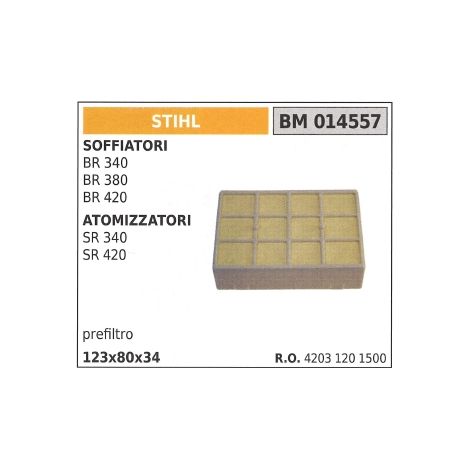 Prefiltro aria STIHL per soffiatore BR 340 380 atomizzatore SR 340 420 014557
