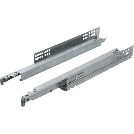 Coulisse pour tiroir invisible à sortie totale 600 mm – Acier zingué – Rouleaux Delrin pour glissement optimal – Système de rappel sur amortisseur – Salice (1/4)