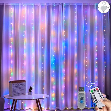 3 x 3 m Lichtervorhang, 300 LEDs, 8 Modi, IP65 wasserdicht, Innenbeleuchtung, Partydekoration, Weihnachten, Halloween (mehrfarbig) (1/5)