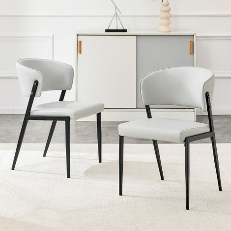 Juego de 2 sillas de comedor modernas con estructura metálica, asiento y respaldo tapizados – Resistentes (1/5)
