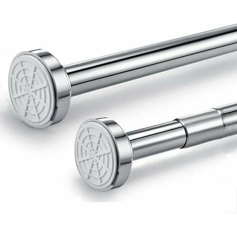 Telescopic Stainless Steel Shower Curtain Rod - Adjustable by Rotation - Safer and Sturdier than a Shower Rod - Clothes Rail (65-100 cm) (1/4)