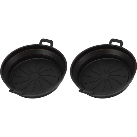 Lot de 2 paniers à friture en silicone avec poignée, ronds, de 19 cm (7,5 pouces), pour friteuse, accessoire de cuisine, noirs. (1/5)