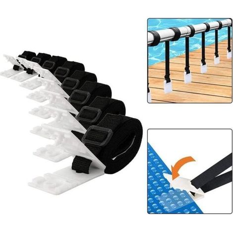 Befestigungsset für Solar-Poolabdeckungen – NC – 8 Gurte[25] – Schwarz