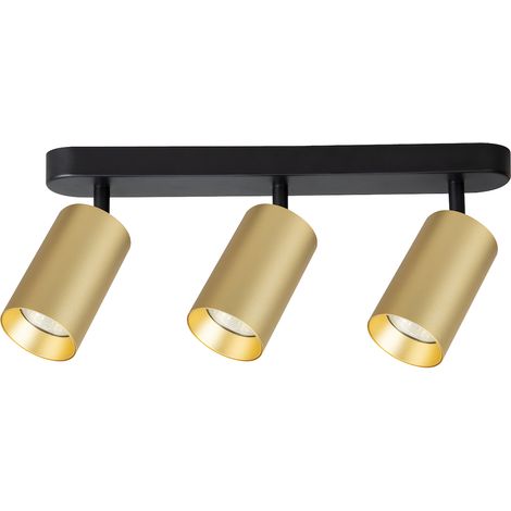 Plafonnier moderne barre 38 cm 3 spots orientables or noir GU10 10 W PIPE Milagro (1/5)