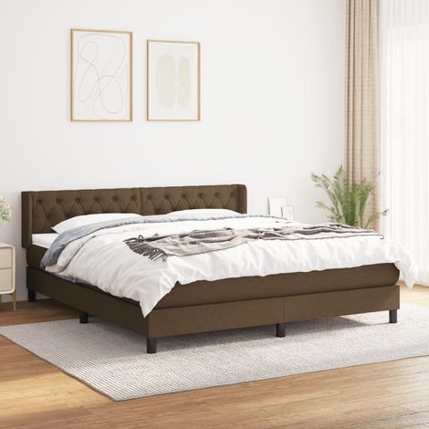 vidaXL Sommier à lattes de lit avec matelas Marron foncé 160x200 cm (1/5)