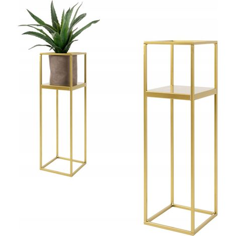 Support à fleurs sur pied en métal doré, design moderne Lille M 19x19x62 (1/5)