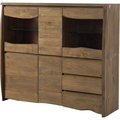 Highboard Mango 166x48x145 braun geölt / sandgestrahlt PURE MANGO 100