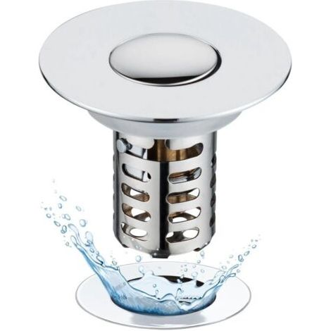 BUNTHAUS Lntyq Bonde de lavabo pop-up 3 en 1 avec tamis et panier filtrant amovible en acier inoxydable - Bouchon de lavabo pour lavabo de 30 à 59 mm (1/5)