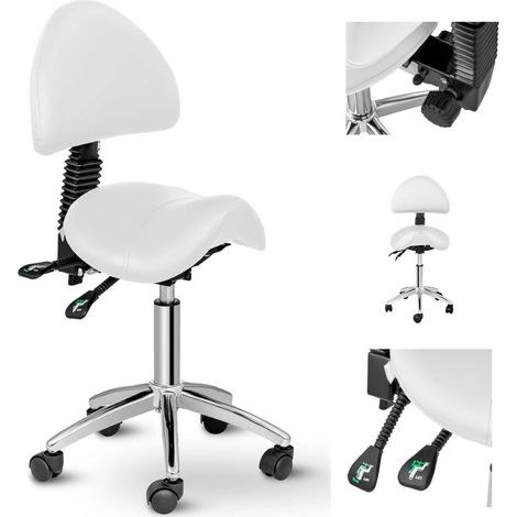 Silla cosmética Berlin tipo silla de montar con respaldo giratorio ajustable - blanca (1/5)