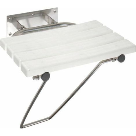 Help Siège de douche rabattable avec jambe de sécurité en Acier inoxydable, Blanc (301102181)