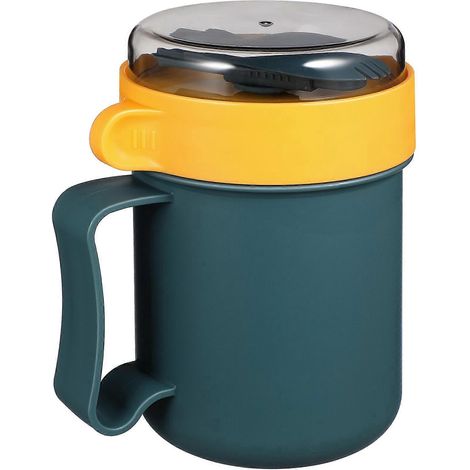 Mug à soupe micro-ondable avec couvercle et louche, récipient portable pour petit-déjeuner, porridge, soupe chaude ou lait.-13.80X9.00X9.00CM-Blue (1/3)