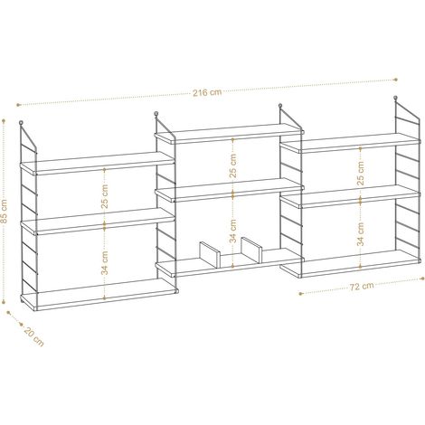 Libreria in legno "Laba" - 216 x 20 x 85 cm - Rovere