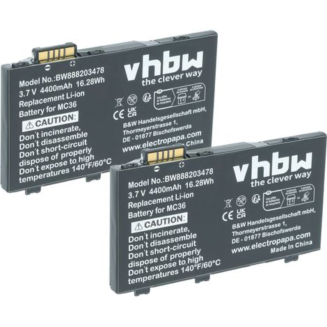 vhbw 2x Batterie compatible avec Zebra RFD8500 ordinateur mobile PDA scanner (4400mAh, 3,7V, Li-ion) (1/5)