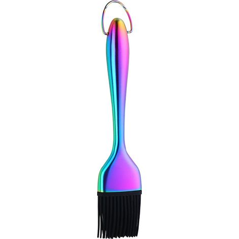 Spazzola in silicone rimovibile con manico in acciaio inox, spazzola da cucina antiaderente adatta al contatto con gli alimenti, ideale per la cottura in forno e alla griglia. (1/3)