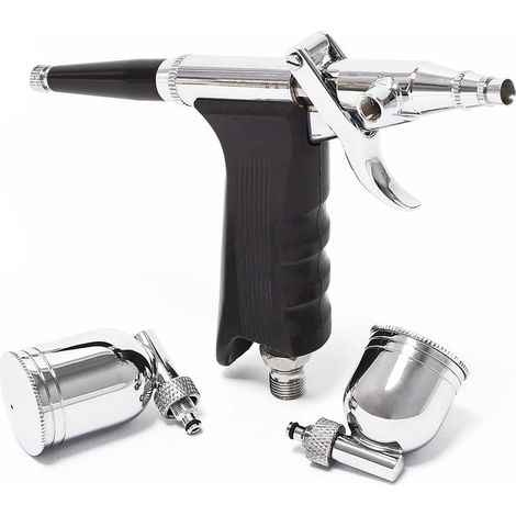 Wiltec Kit Pistolet aérographe professionnel Modèle 116 – Action double DA – avec Buse et Aiguille 0,3 mm – Godets 7 / 10 ml – Tatouage, bronzage, maquillage, modélisme airbrush (1/5)