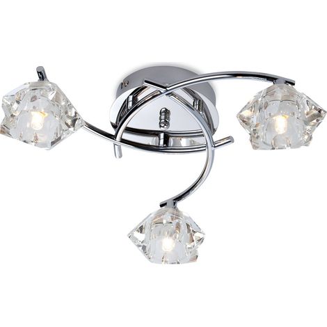 Firstlight Clara - Plafonnier multi-bras à 3 ampoules au fini chrome, verre transparent, G9
