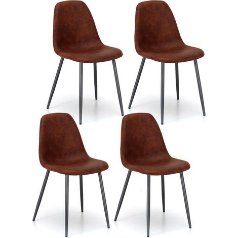 Set 4 Sedie 44x50xH84 cm in Similpelle Brigitte Marrone (1/4)
