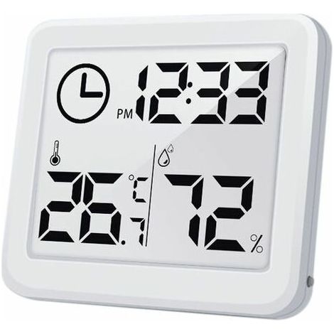 1 Thermomètre hygromètre numérique, ABS, blanc, intérieur maison, plage -10 à 70°C (1/5)