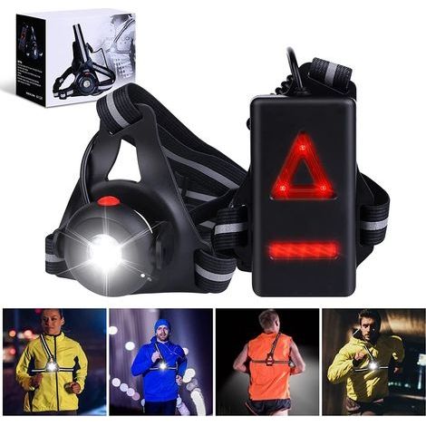 Lampe Course a Pied - Lampe Running USB Rechargeable 500 Lumens IPX6 Étanche Lampe Pectorale Running 3 Modes et 90° Réglable Angle LED Lampe Running Poitrine pour Jogging, Camping, Coureurs (1/5)