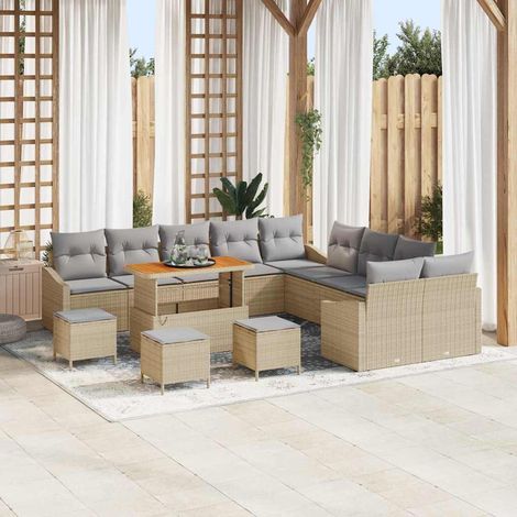 Garten-Sofa-Set mit Kissen mit Kissen 13 pcs Beige und Hellgrau vidaXL (1/5)