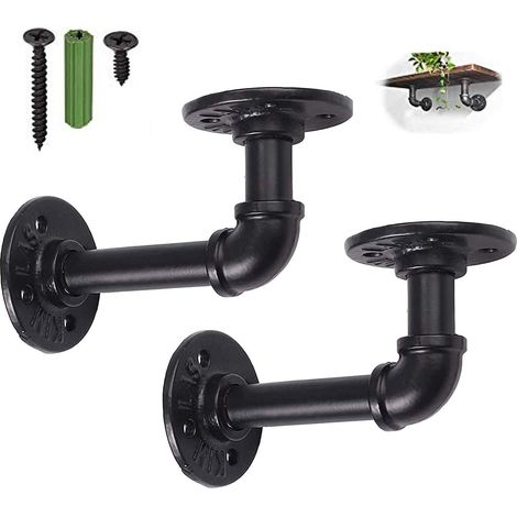 Supports étagère industriels tubulaires, 2 pièces (15×8 cm), style échafaudage/livres (1/4)