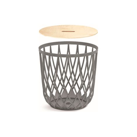 Prosperplast Cesta multifuncional 35L Prosperplast Uniqubo de plastico en color gris 39 (largo) x 39 (ancho) x 40 (alto) cm con tapa de madera