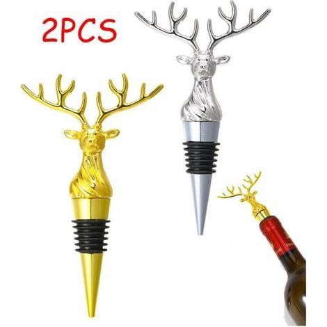 HONORNIC - Bouchon de bouteille,Bouchon de Bouteille de Vin en Alliage de zinc,Bouchon de Champagne à Tête de Cerf,pour Noël,Vodka,Whisky (1/4)